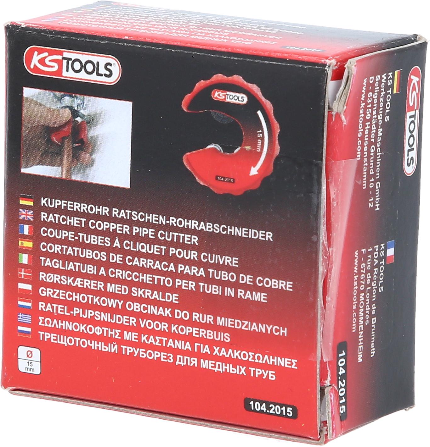KS TOOLS Coupe-tubes à cliquet pour tubes en cuivre, 15 mm - 4
