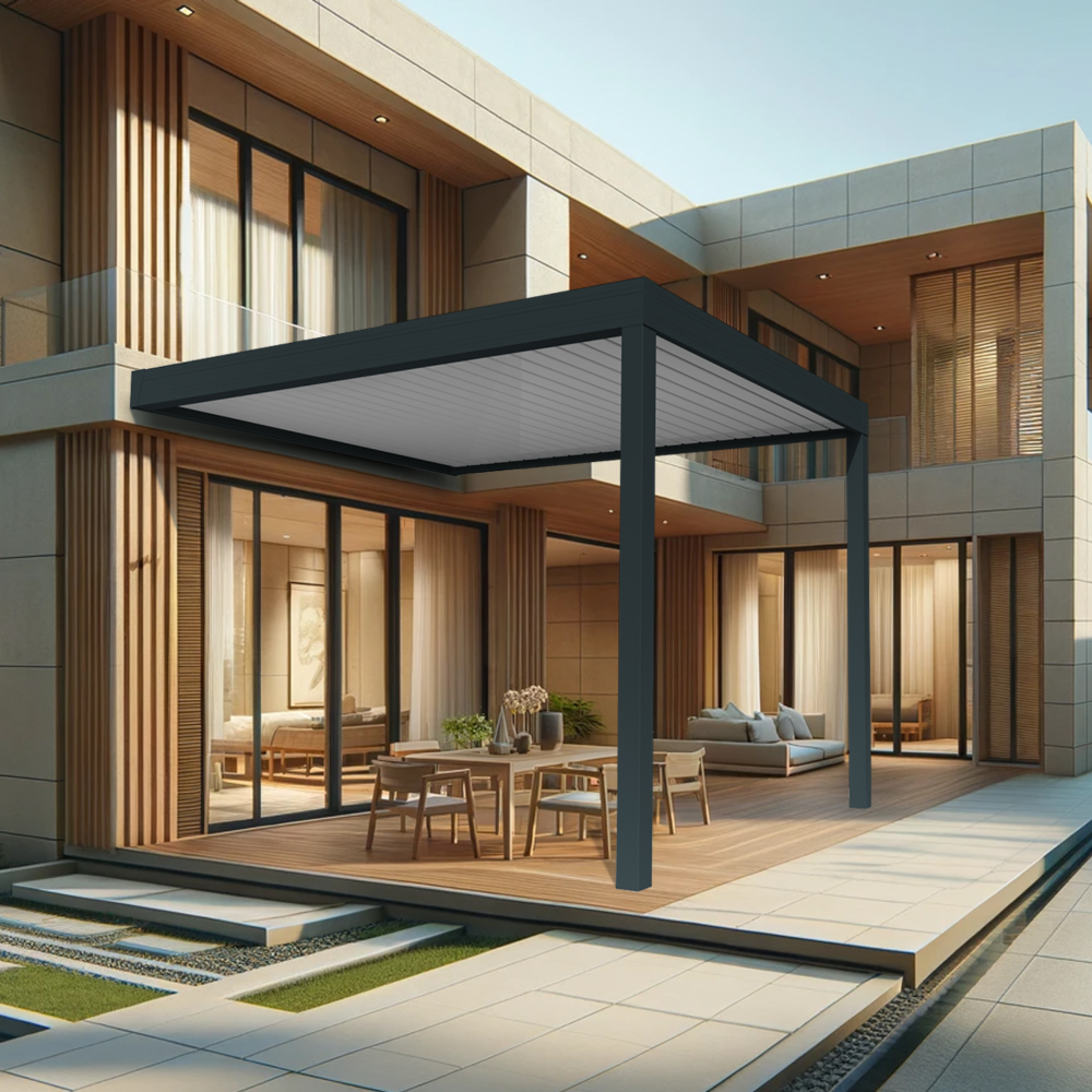 Pergola adossée Gris en Aluminium 16.272 m² - 3