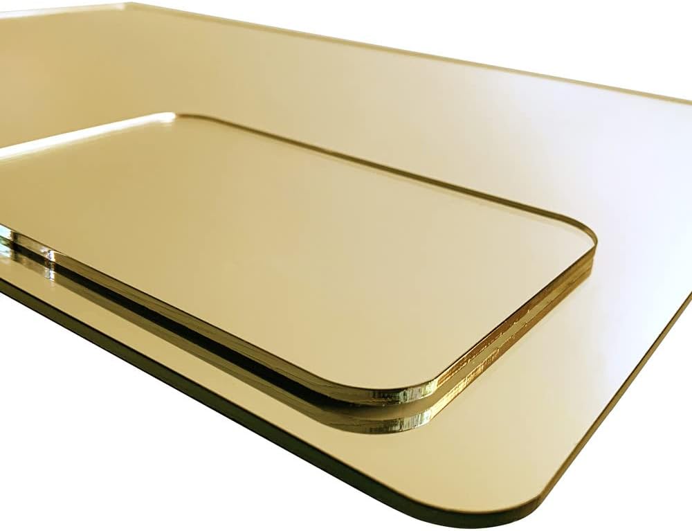 Plaque verre acrylique miroir or 3 mm - 40 x 100 cm (400 x 1000 mm) - Verre synthétique - Bord arrondis - 2