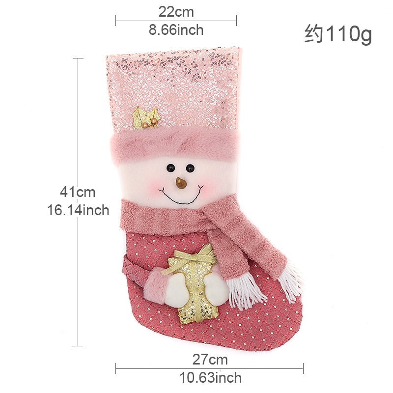 Lot De 2 Grandes Chaussettes De Noël Personnalisables Rouge Vert Avec Cloches - 56cm