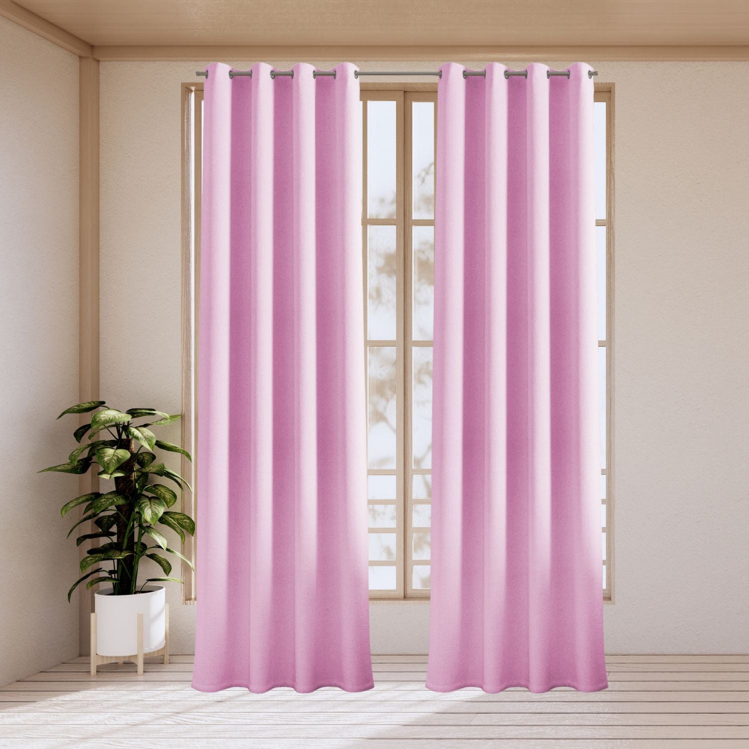 Pack 2 cortinas confeccionadas loneta violeta 140x260cm donegal collections