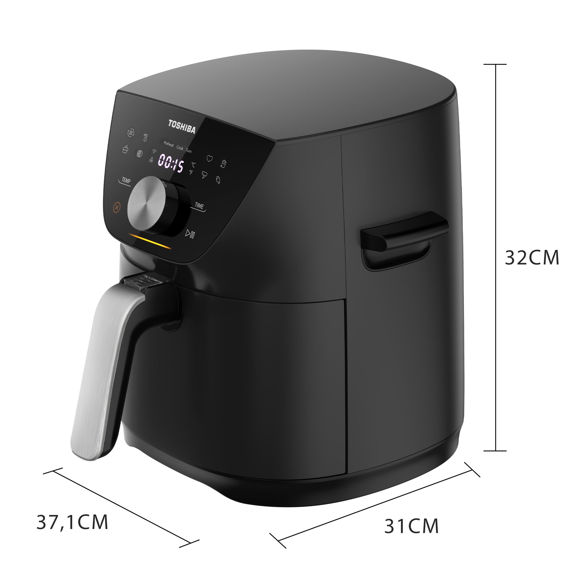 Friteuse sans huile TOSHIBA AirFryer Capacité 5,2L - 8 menus prédéfinis et fonction - 1550W - 5