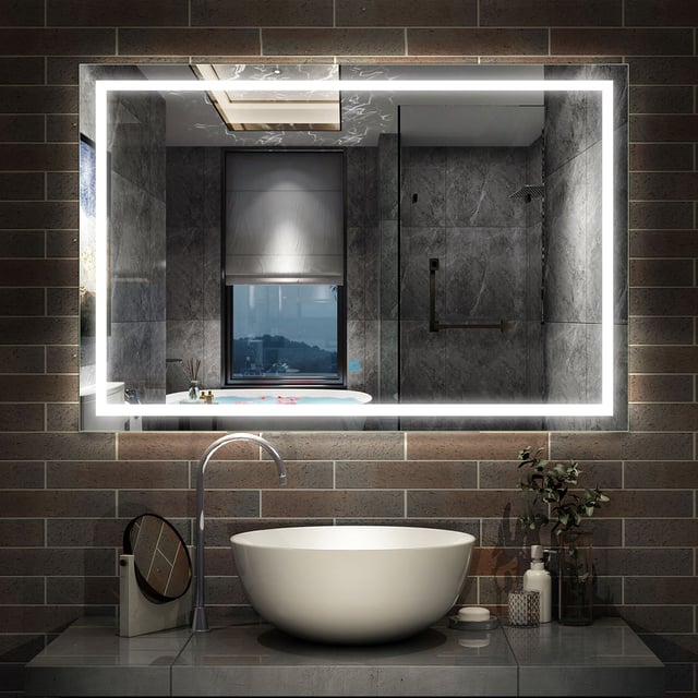Espejo de baño con luz LED 80x60cm antivaho, Aica