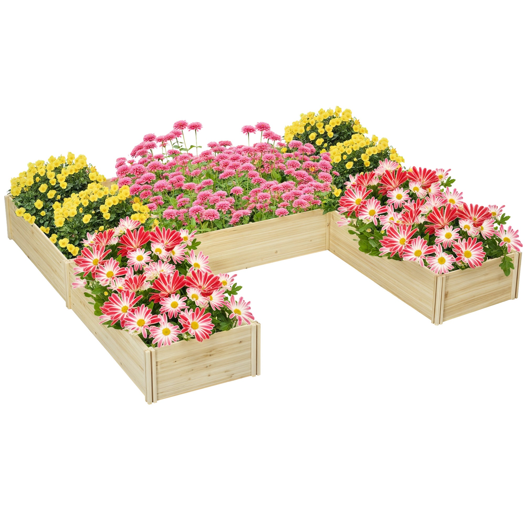 5-częściowe modułowe donice ogrodowe z otwartym dnem z drewna świerkowego, 230x230x28 cm
