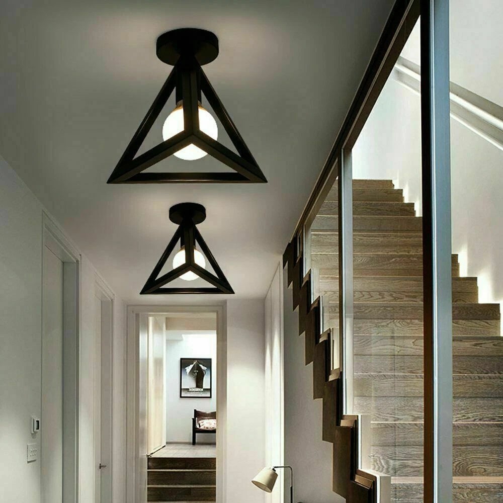Zestaw 2 metalowych lamp sufitowych w stylu industrialnym, czarny żyrandol retro, kreatywne oświetlenie korytarza, nowoczesny żyrandol sufitowy