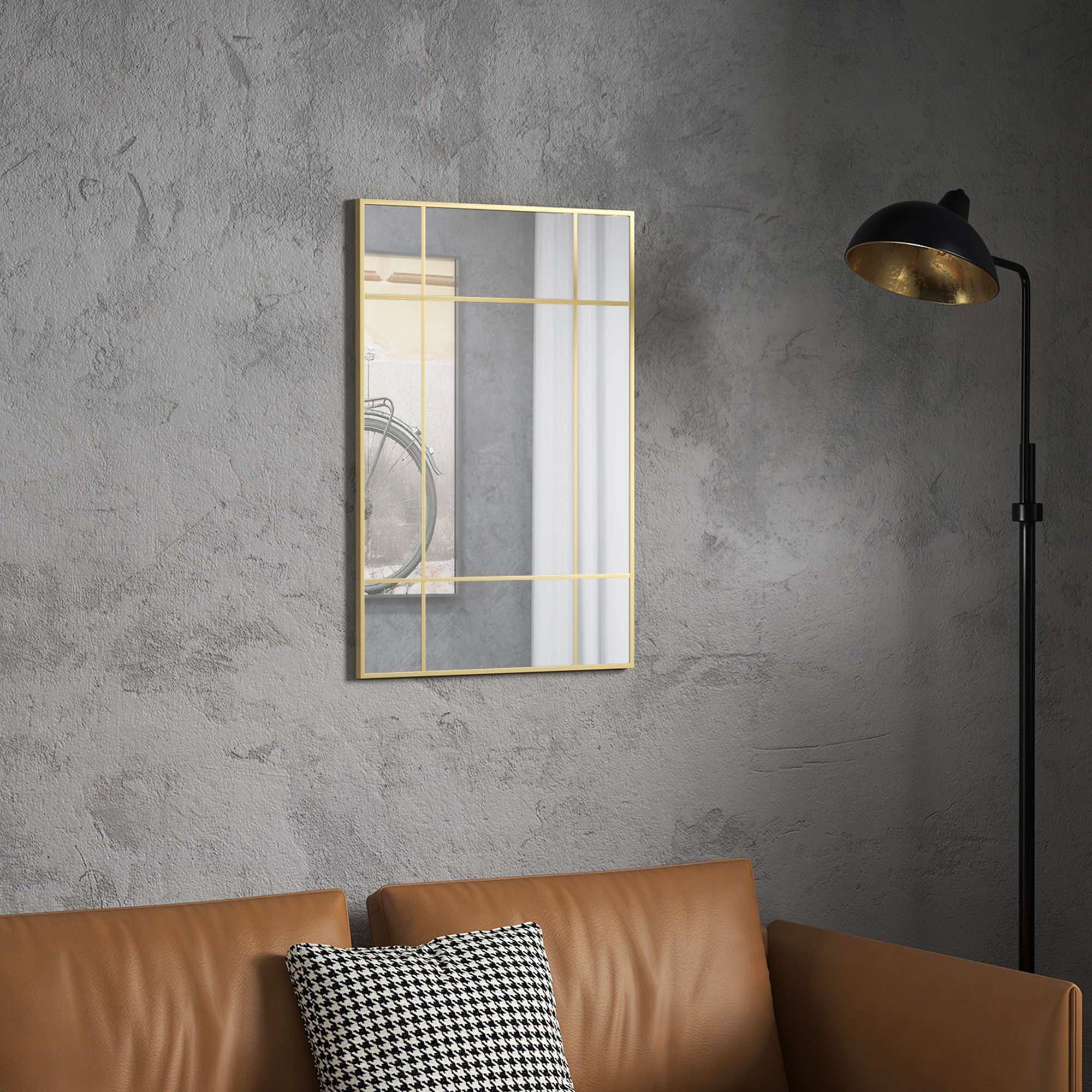 Espejo de Pared HOMCOM Vidrio Oro 90x2x60 cm - 5