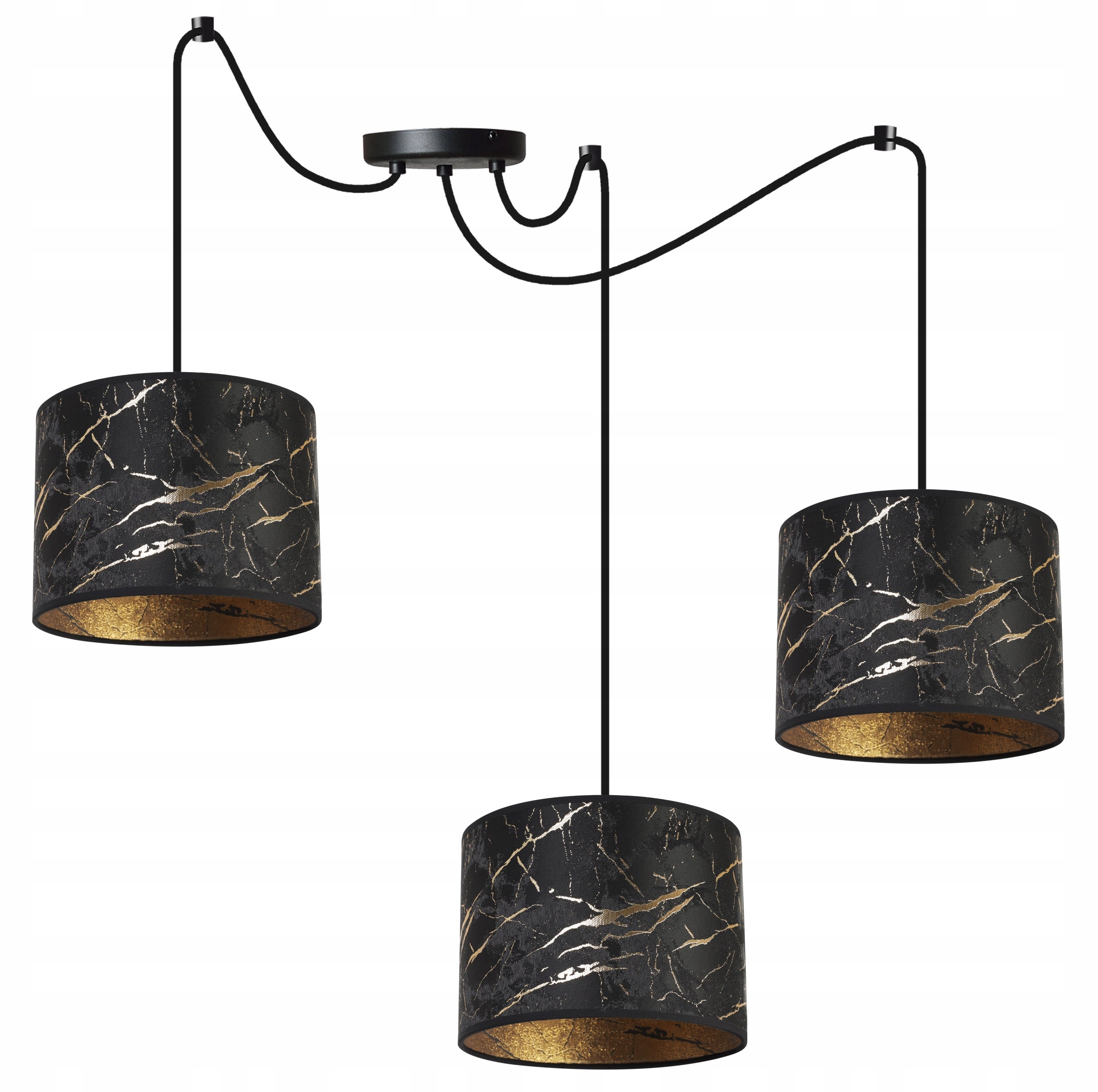 Lampa sufitowa wisząca modern Werona 3xE27 klosz owalny wzorzysty czarny/złoty Light Home LH