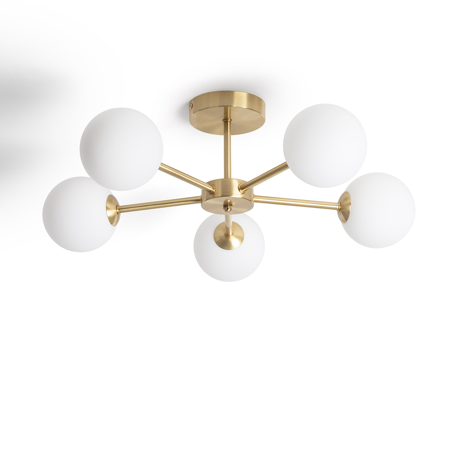 Plafonnier Métal et Verre Moonlight Brass 5 Spots Doré