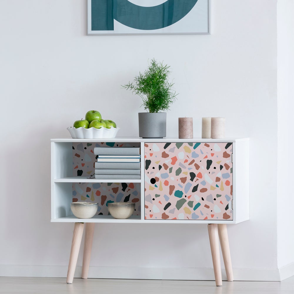Vinilo autoadhesivo en rollo, removible y con tintas eco modelo terrazo blush 200x100 cm