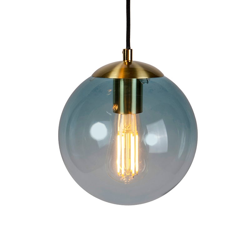 Qazqa art deco lampe suspendue - Pallon - doré/laiton, max. 25w, e27, à 3 lumières, 45cm, idéal pour la salle à manger - 5