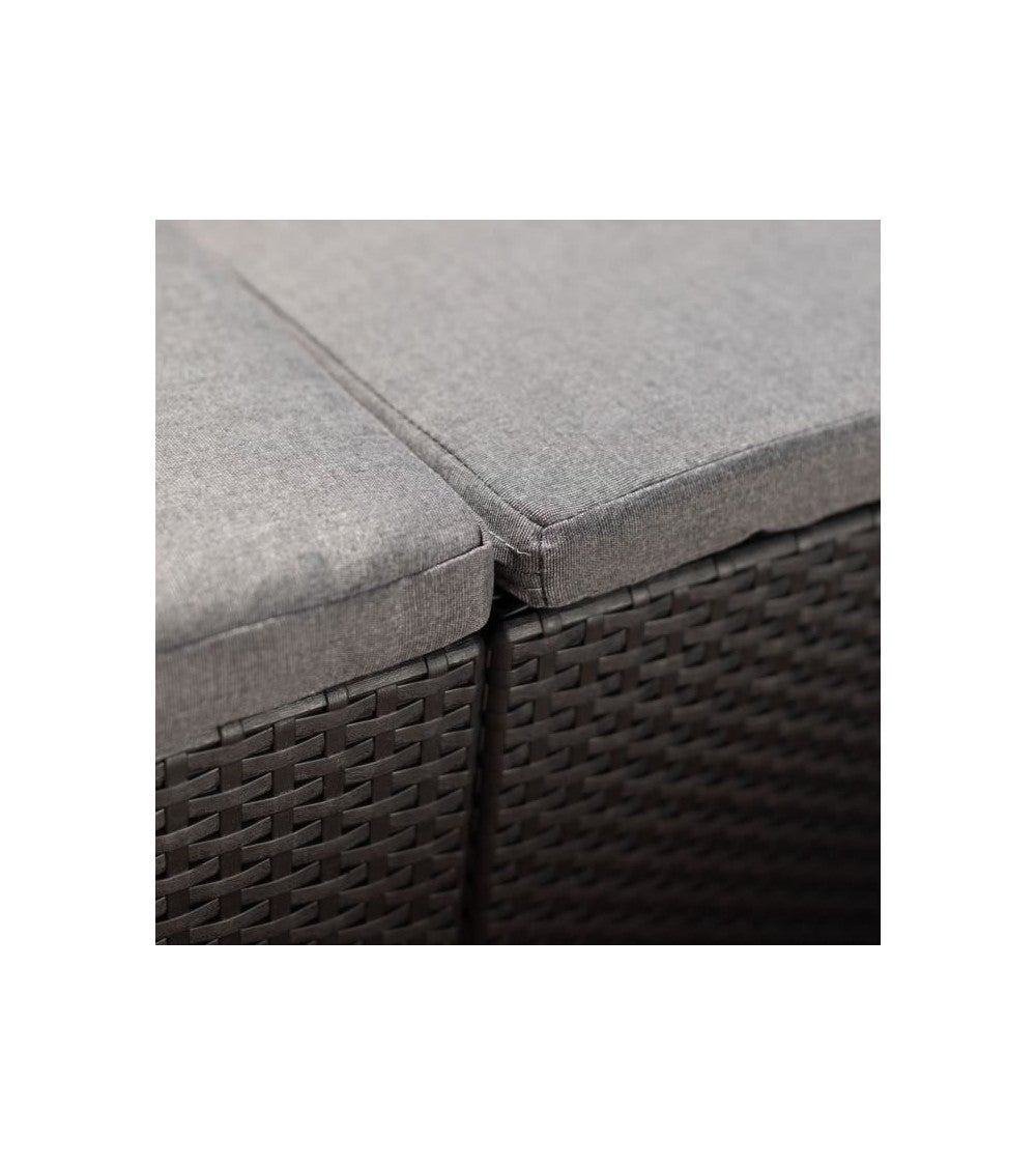 Canapé d'angle ALLIBERT by KETER - 6 personnes - Imitation rotin tressé avec table basse - Gris graphite - SanRemo - 5