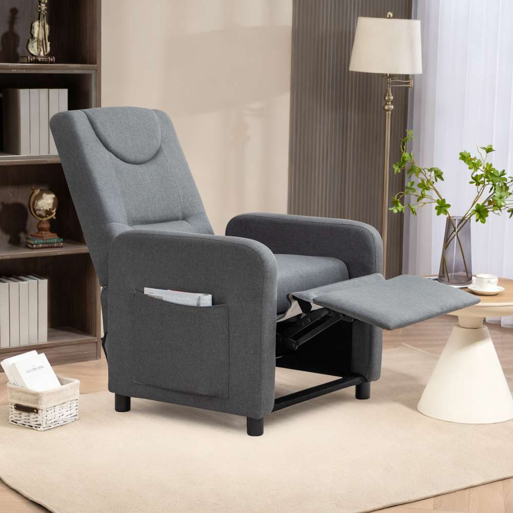 Fauteuil relax inclinable réglable｜Fauteuil polyvalent｜Repose-pieds intégré｜Tissu résistant｜Gris foncé moderne - 8