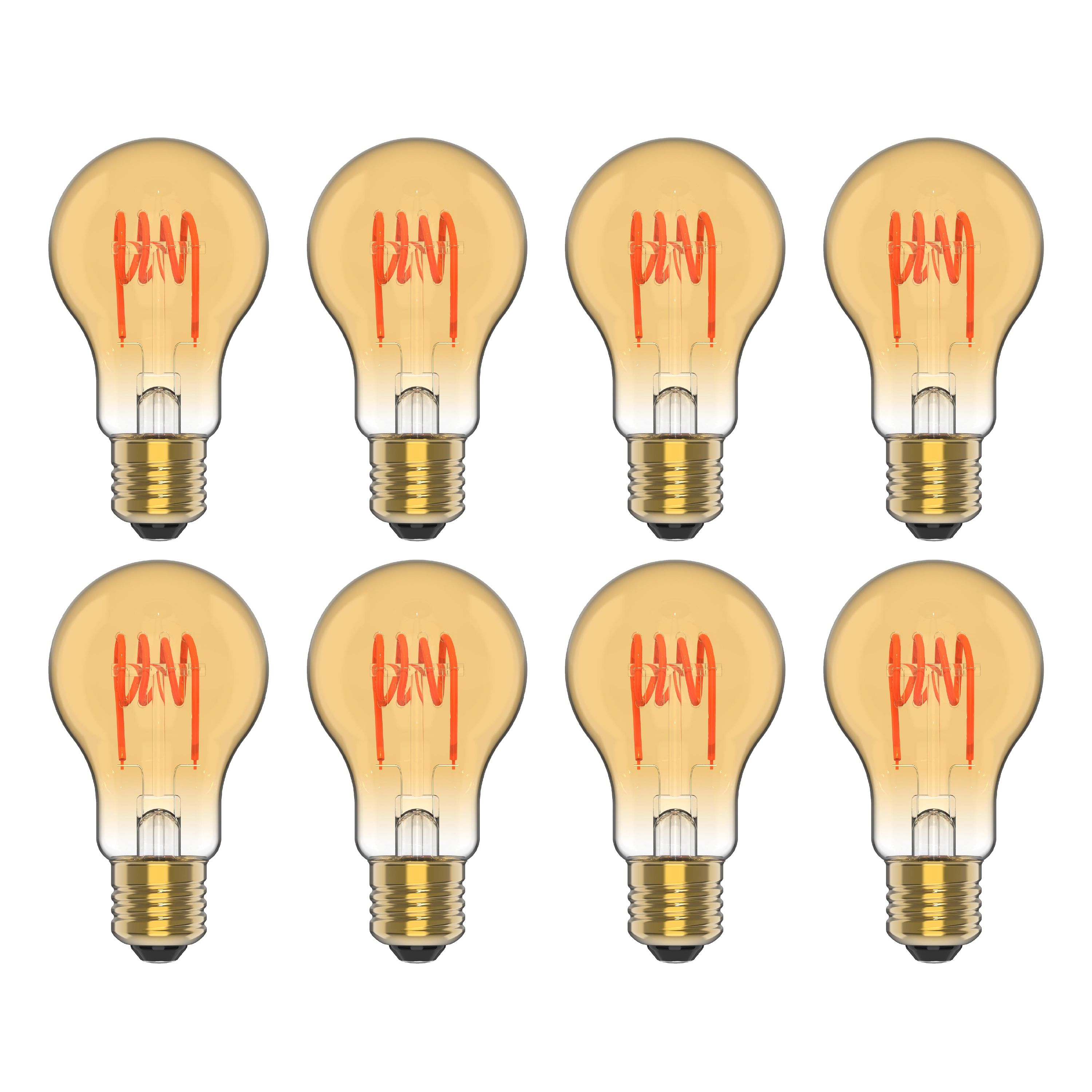 LEXMAN - Opakowanie 8 dekoracyjnych żarówek LED Filament - Bursztynowa kula - E27 - 400LM - 4,5 W, co odpowiada 35 W - Ø 60 mm - 2200 K - Ciepła biel