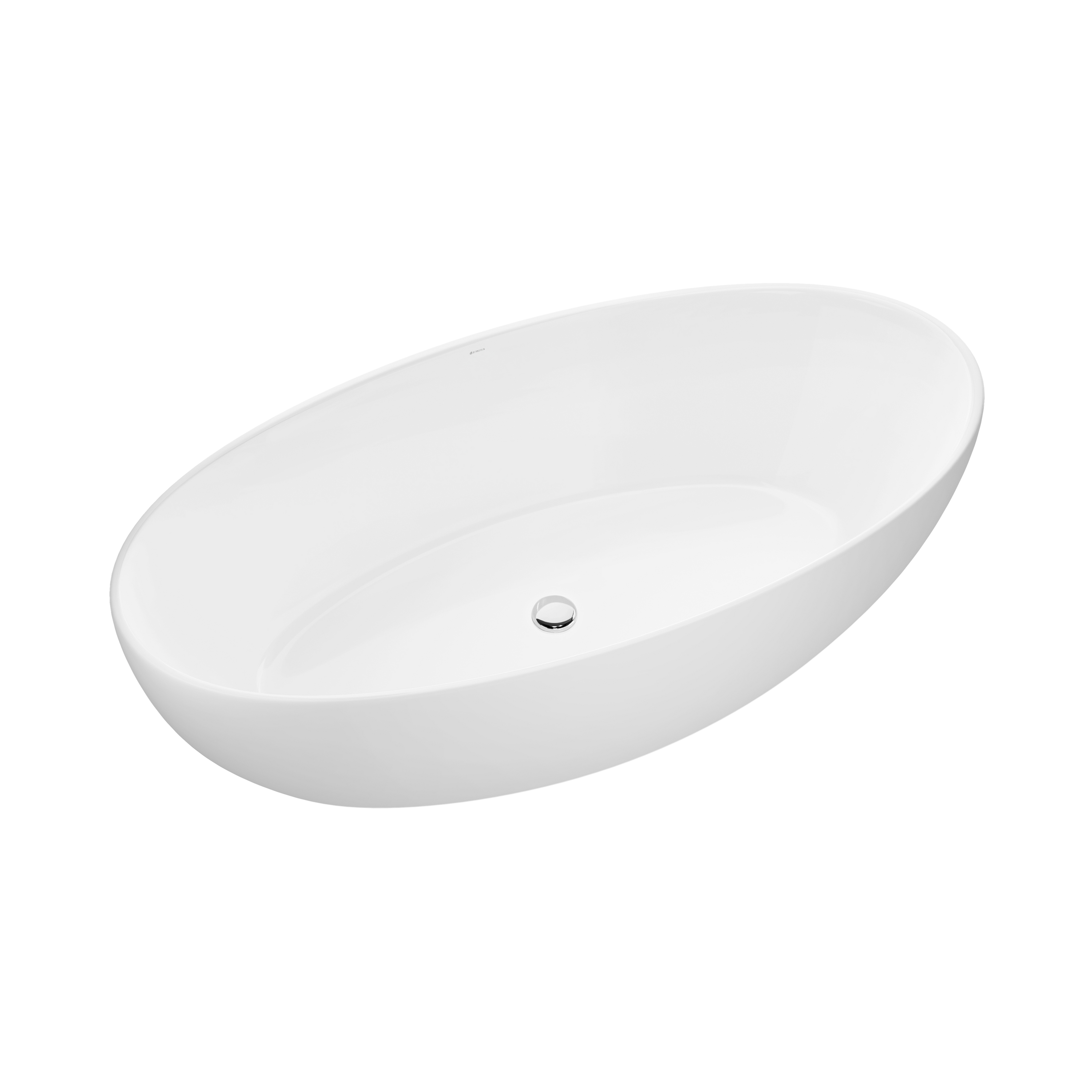 BERNSTEIN - Baignoire îlot Acrylique ovale 180x80x60cm Blanc mat + Bonde et trop plein - TERRA 2.0 - 2
