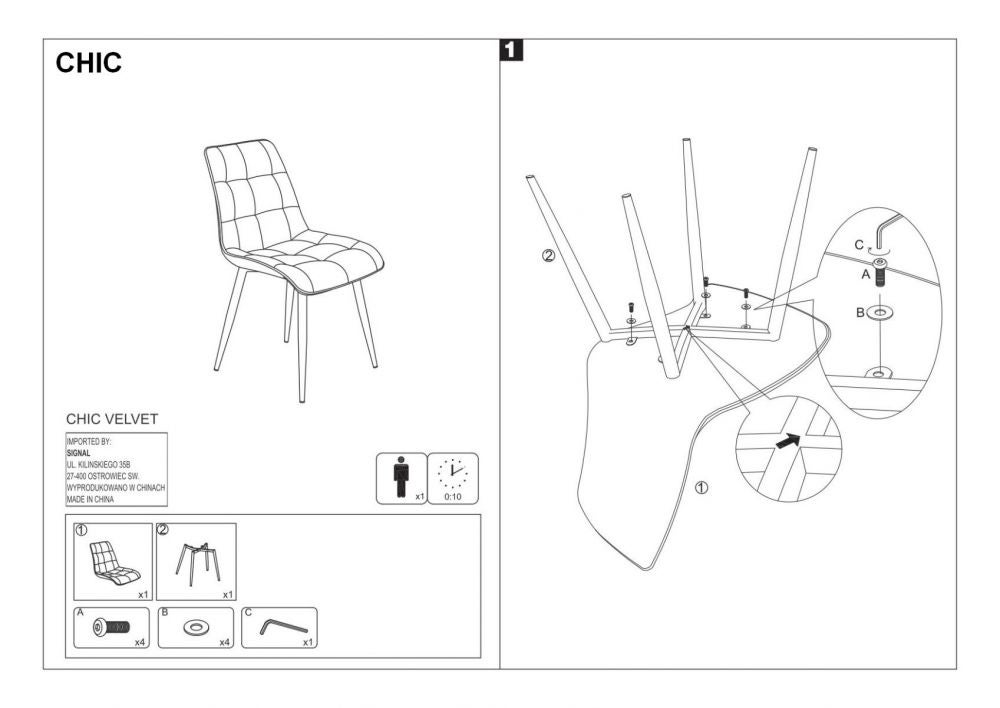 Krzesło CHIC VELVET czarne