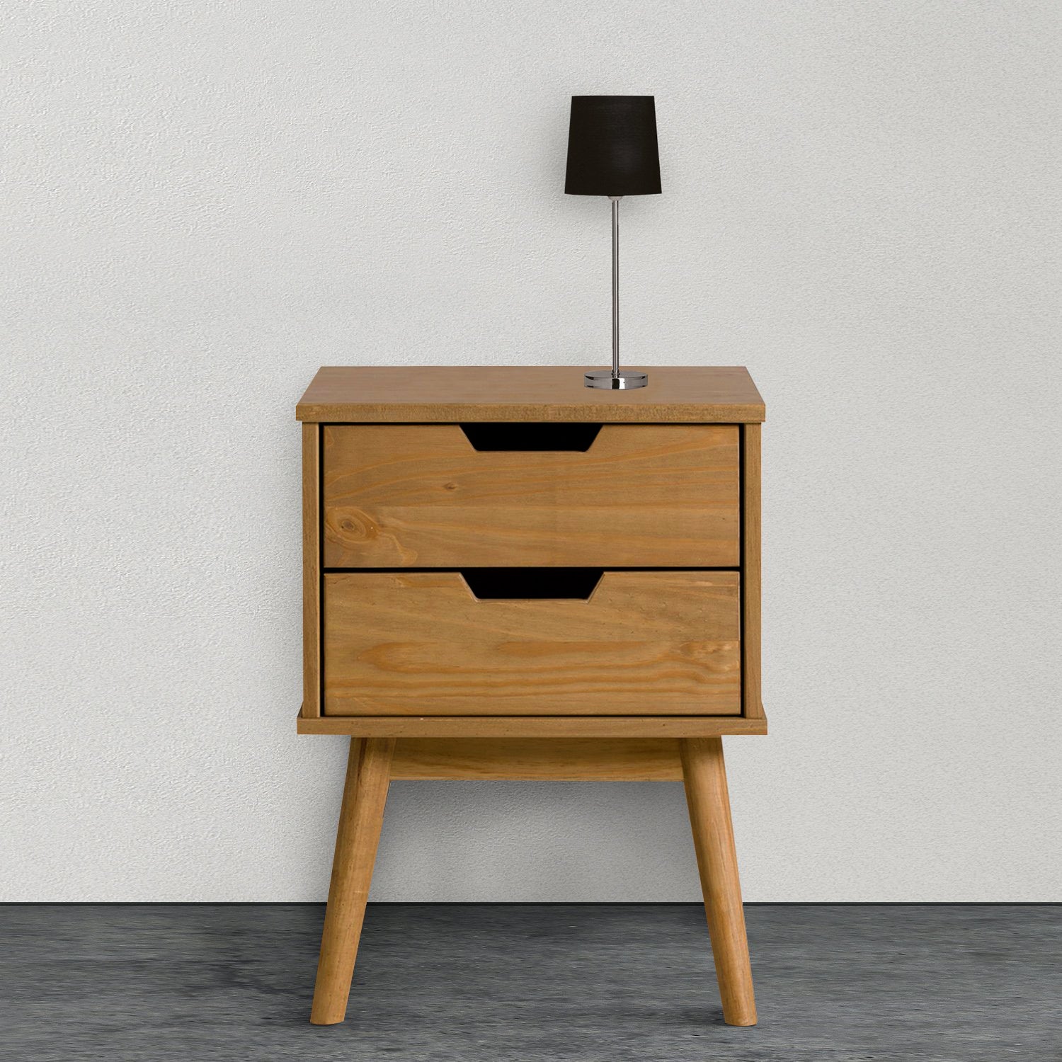 Table de Chevet Bali 2 tiroir, Fabriqué en Bois de pin Massif - 3