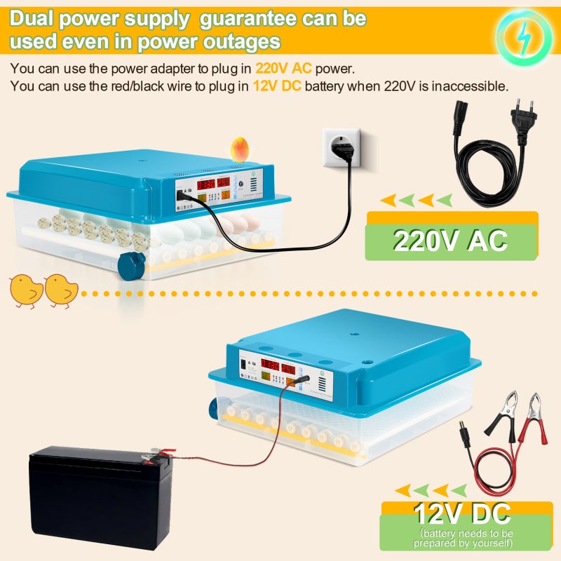 Chocadeira Automática para Pintinhos, 64 Ovos, Totalmente Automática - 6