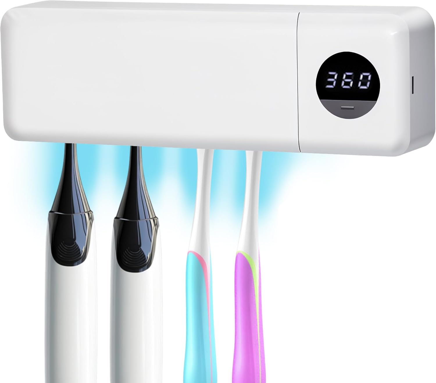 Sterylizator UV do szczoteczek do zębów – inteligentna, akumulatorowa szczoteczka do zębów z funkcją oświetlenia i suszenia powietrzem – uchwyt ścien