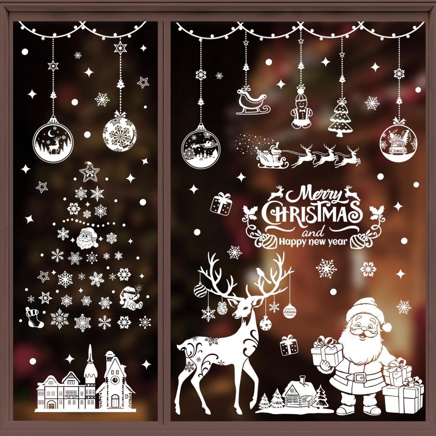 Sticker Fenêtre Noël PVC Statique 202 Pièces Flottements Hiver | Leroy ...