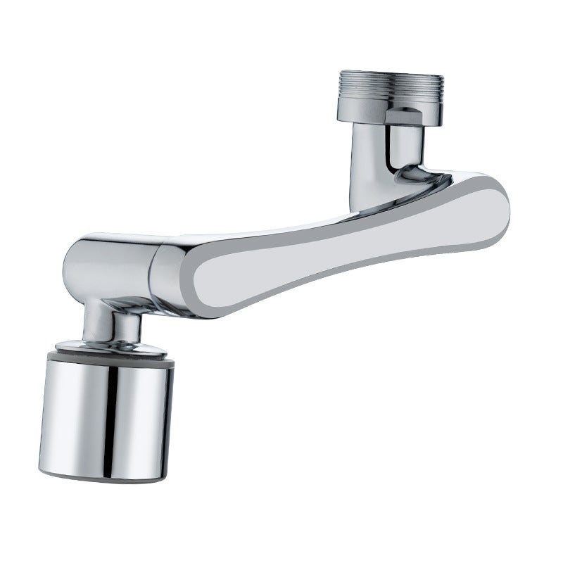 Przedłużacz kranu rotacyjnego o 1080°, aerator umywalki z wielofunkcyjnym ramieniem mechanicznym, kuchnia/łazienka, srebrny, opakowanie z 2 sztukami.