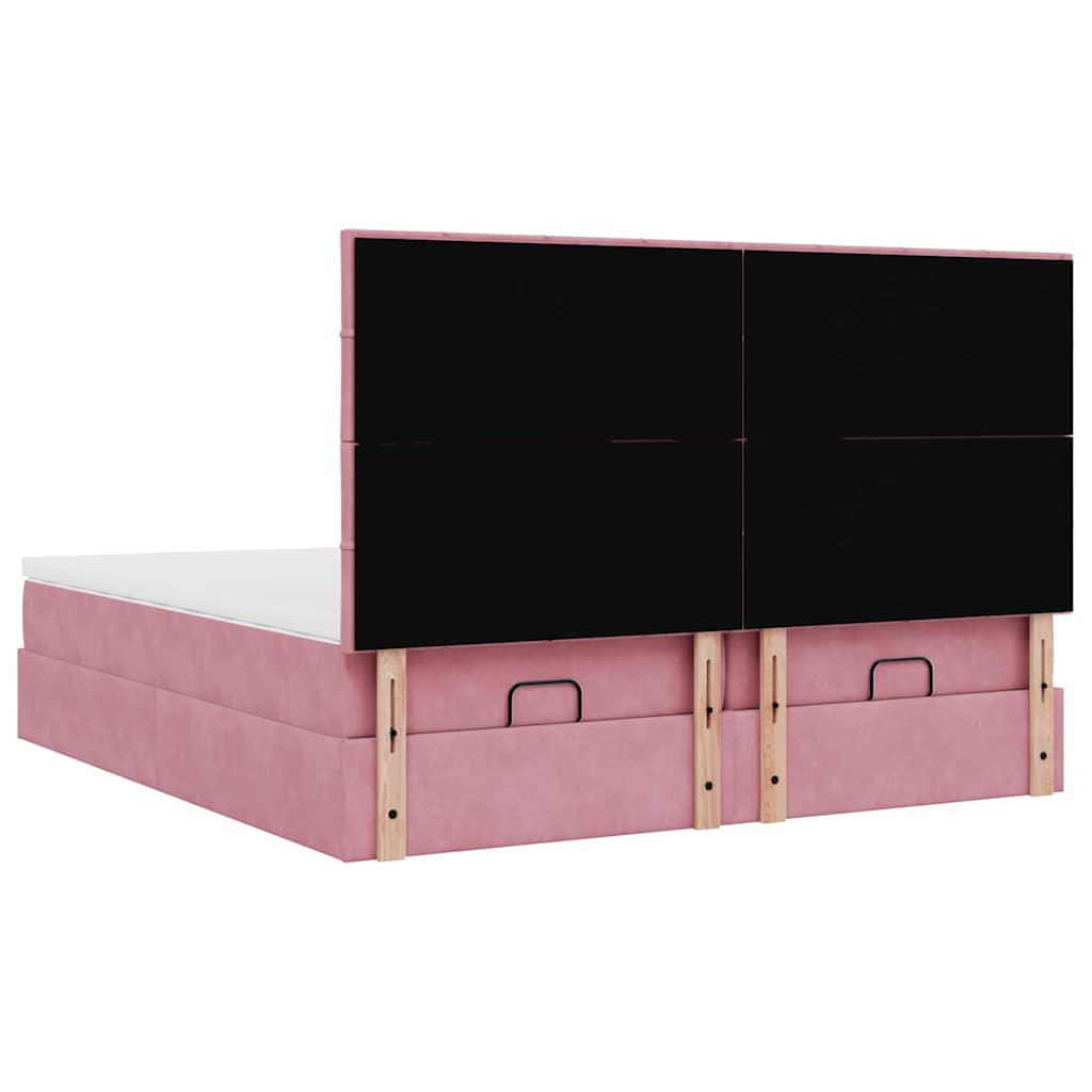 SYFAX™ Estrutura de cama otomana com colchões 180x200 cm veludo rosa - 7