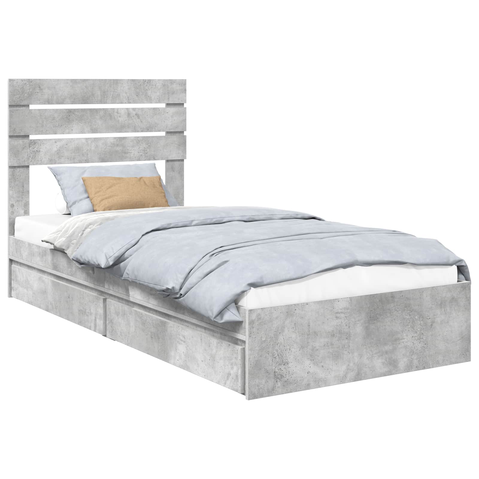 Lit de rangement Gris béton 90 x 190 cm panneau de bois - 2