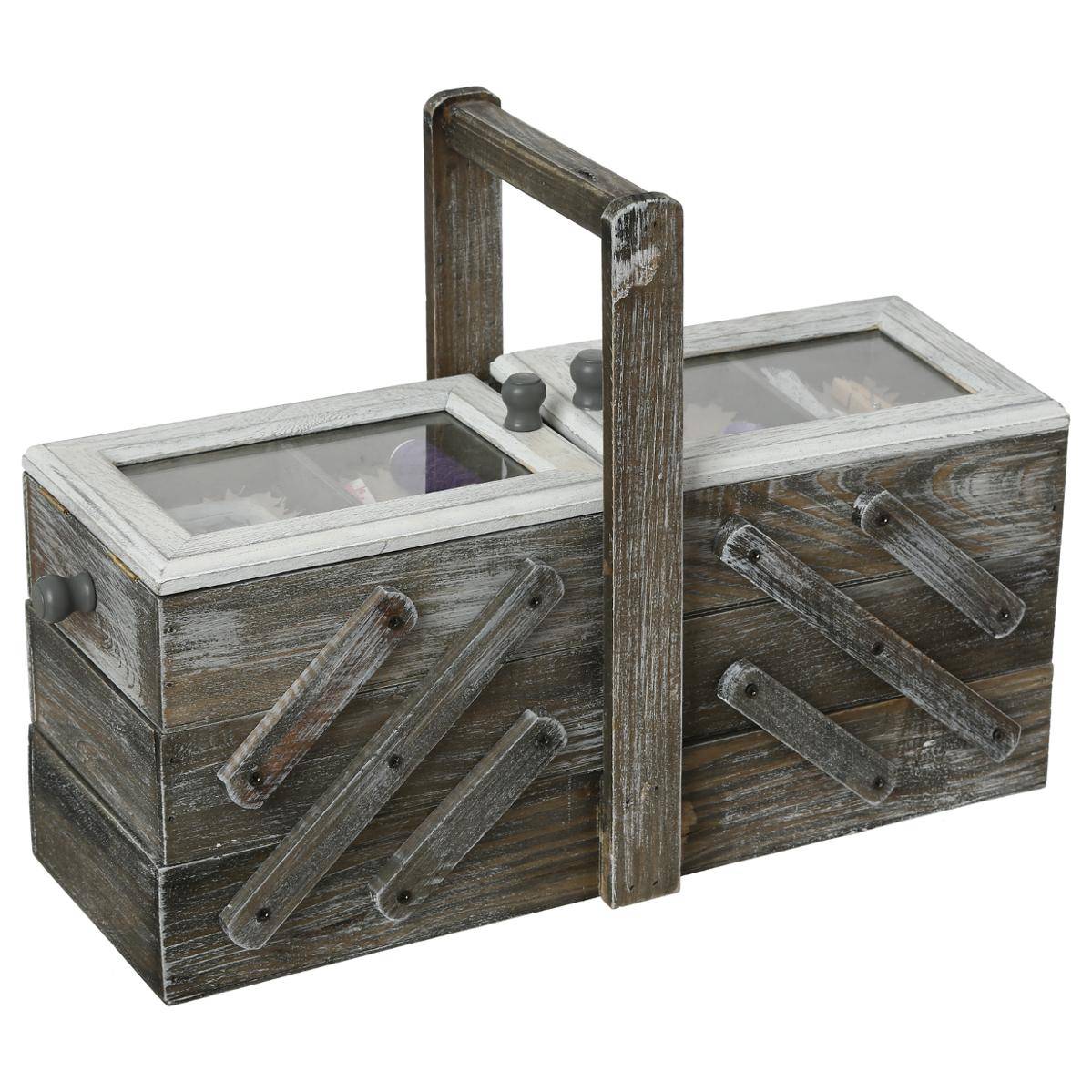 Boite à couture en Bois décoré avec tiroir - Atmosphera Boite à couture en Bois décoré avec tiroir - Atmosphera