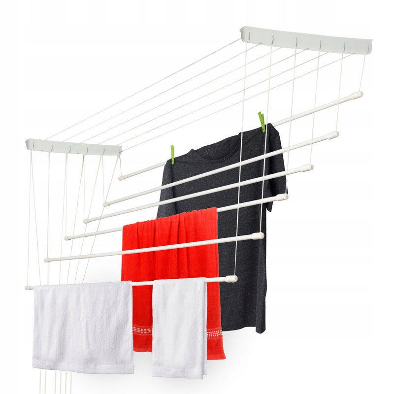 SUSZARKA NA PRANIE UBRANIA SUFITOWA 6 PRĘTÓW ŁAZIENKOWA BALKON 130cm