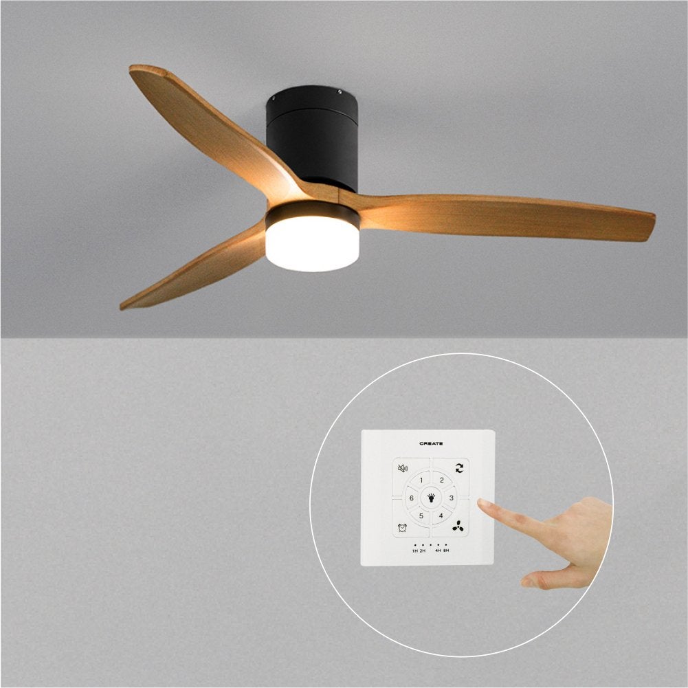 CREATE - WIND CALM M - Ventilateur de plafond silencieux 40W avec pales techniques en ABS Ø132cm avec eclaraige avec contrôleur mural - 2