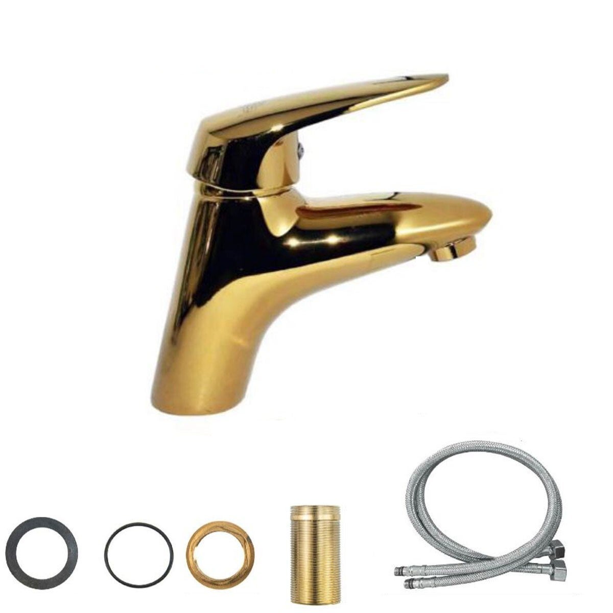Mitigeur Lavabo Rea Lungo Gold – Robinet Vasque à Poser Or Laiton, Diffuseur Aéré, Style Luxe Moderne