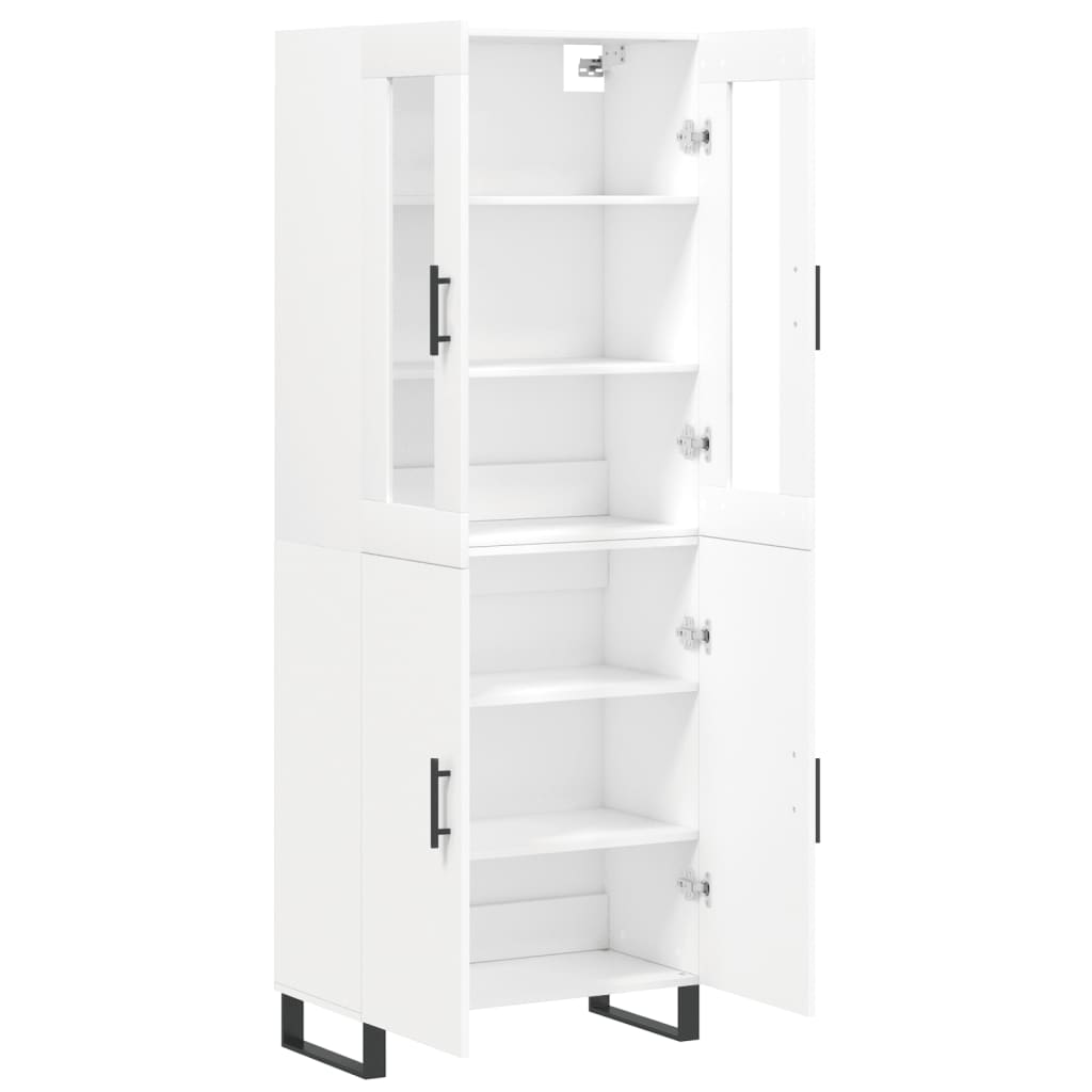 Buffet haut Blanc 69,5x34x180 cm Bois d'ingénierie - 4