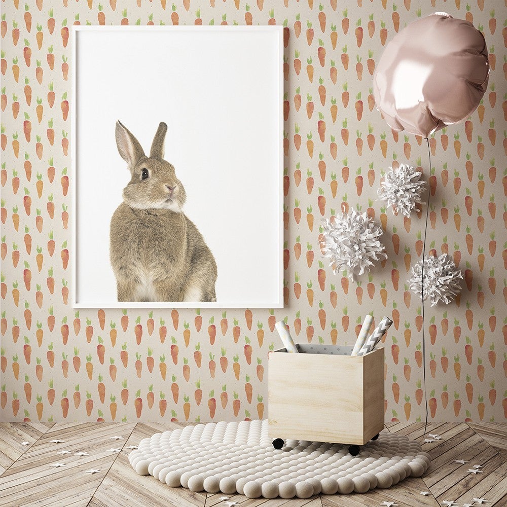 Papel pintado autoadhesivo con tintas eco, y libre de pvc, rollo de 129 x 260 cm zanahorias