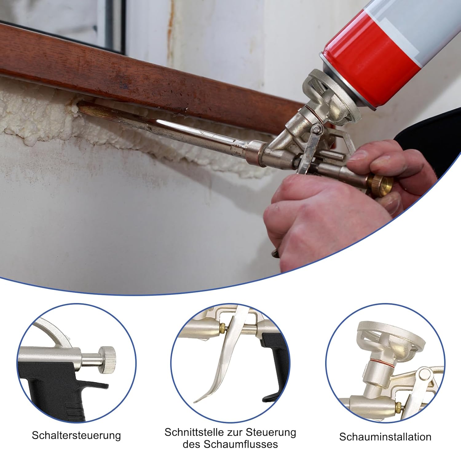 Pistolet à mousse PU professionnel en métal, 31 cm, auto-nettoyant pour mousse de construction et mousse de montage, construction robuste - 5