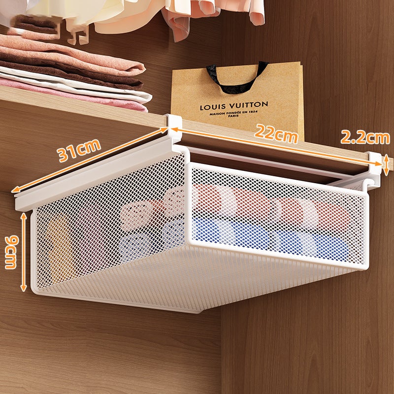 BOMCLAP Cloison coulissante pour penderie, boîte de rangement pour chaussettes suspendue à un meuble, panier suspendu style tiroir - 2