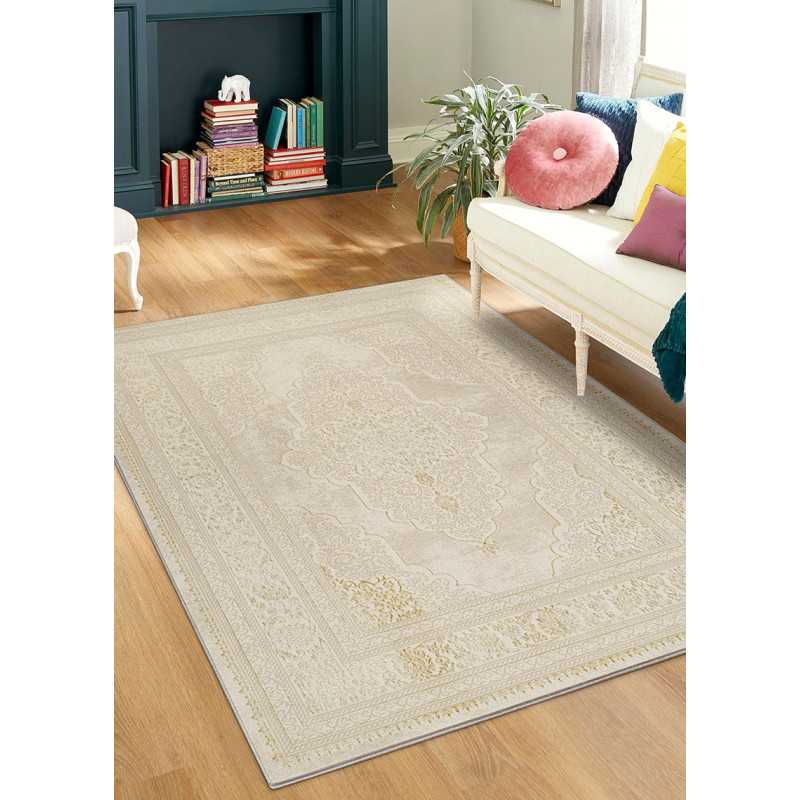 Grand Tapis Vintage Noué Main – 350x240cm – Marron Doré Overdyed – Moderne