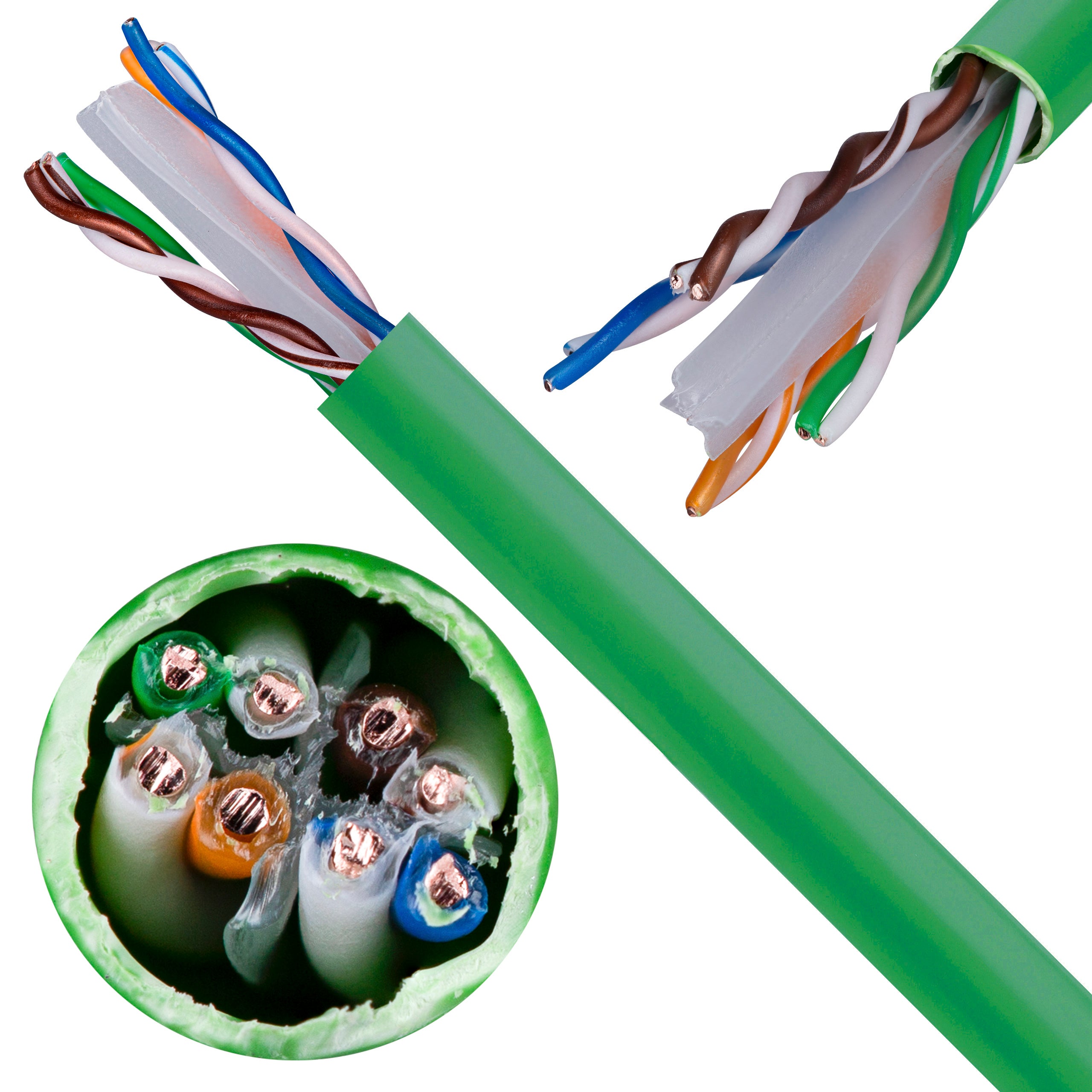 Kabel sieciowy U/UTP kat.6 skrętka 4x2x0,51mm wewnętrzny Dca bezhalogenowy LSOH zielony Corning 305m