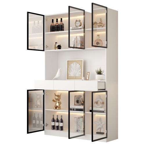 Vitrine Murale De Collection En Bois 100x8,5x37 Cm - 4 étagères, Portes Transparentes, Montage Facile Avec Crochets, Capacité 20 Kg