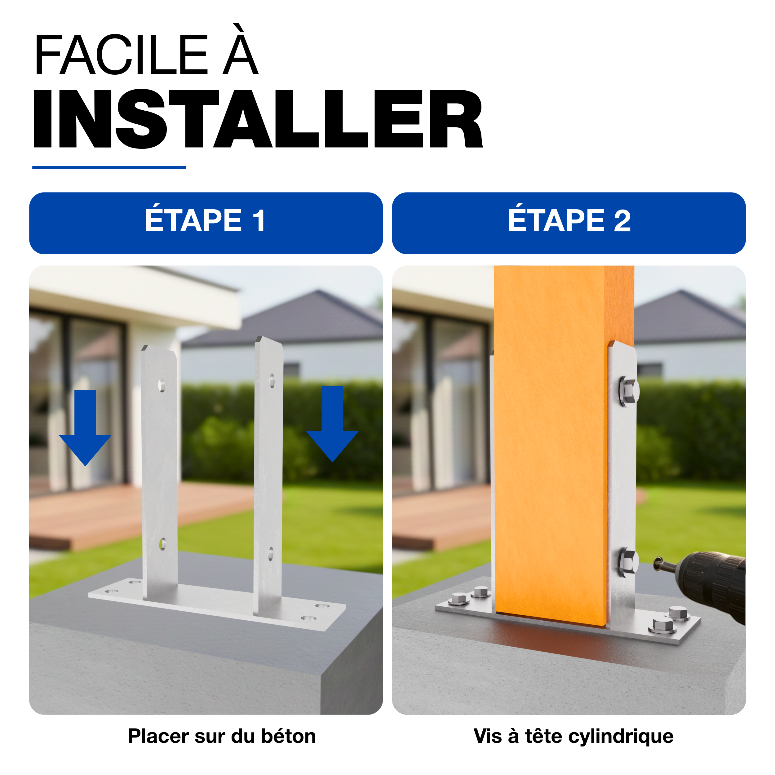 Support de poteau U 101 x 200 mm GEZU IMPEX Galvanisé à Chaud Platine bois pied Poteaux clôture - 3
