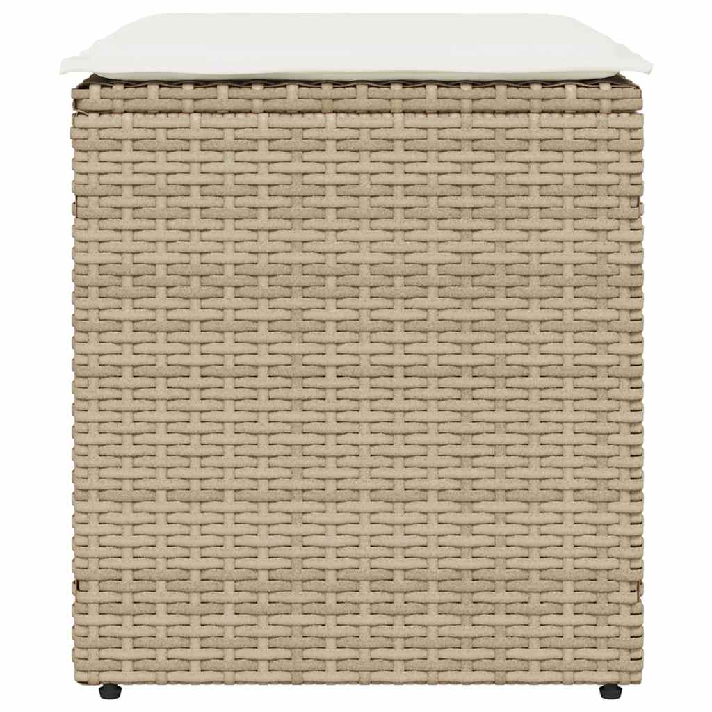 Tabourets de jardin avec coussins lot de 2 beige résine tressée vidaXL - 5