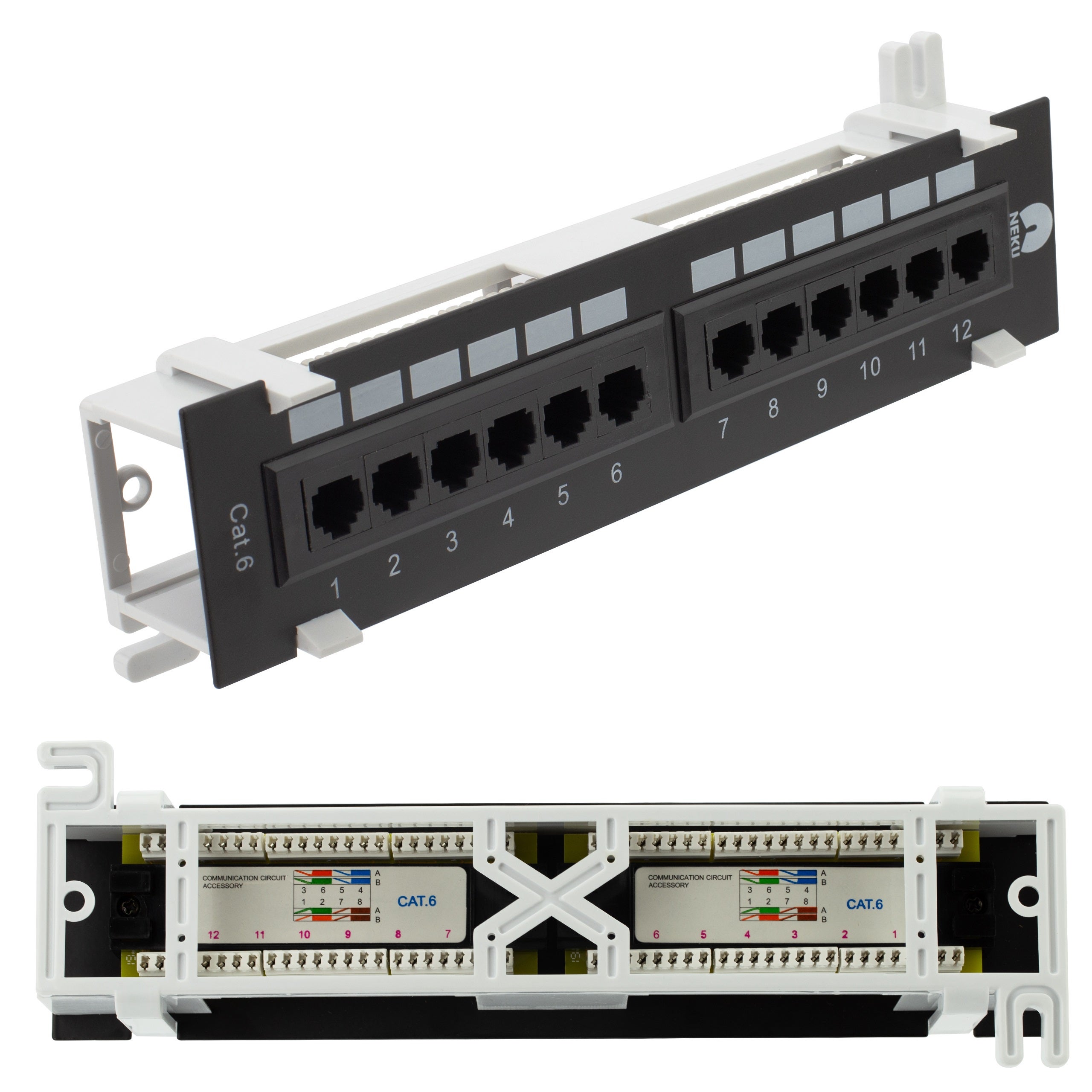 NEKU Patch panel naścienny UTP 10'' 12x RJ45 kat.6