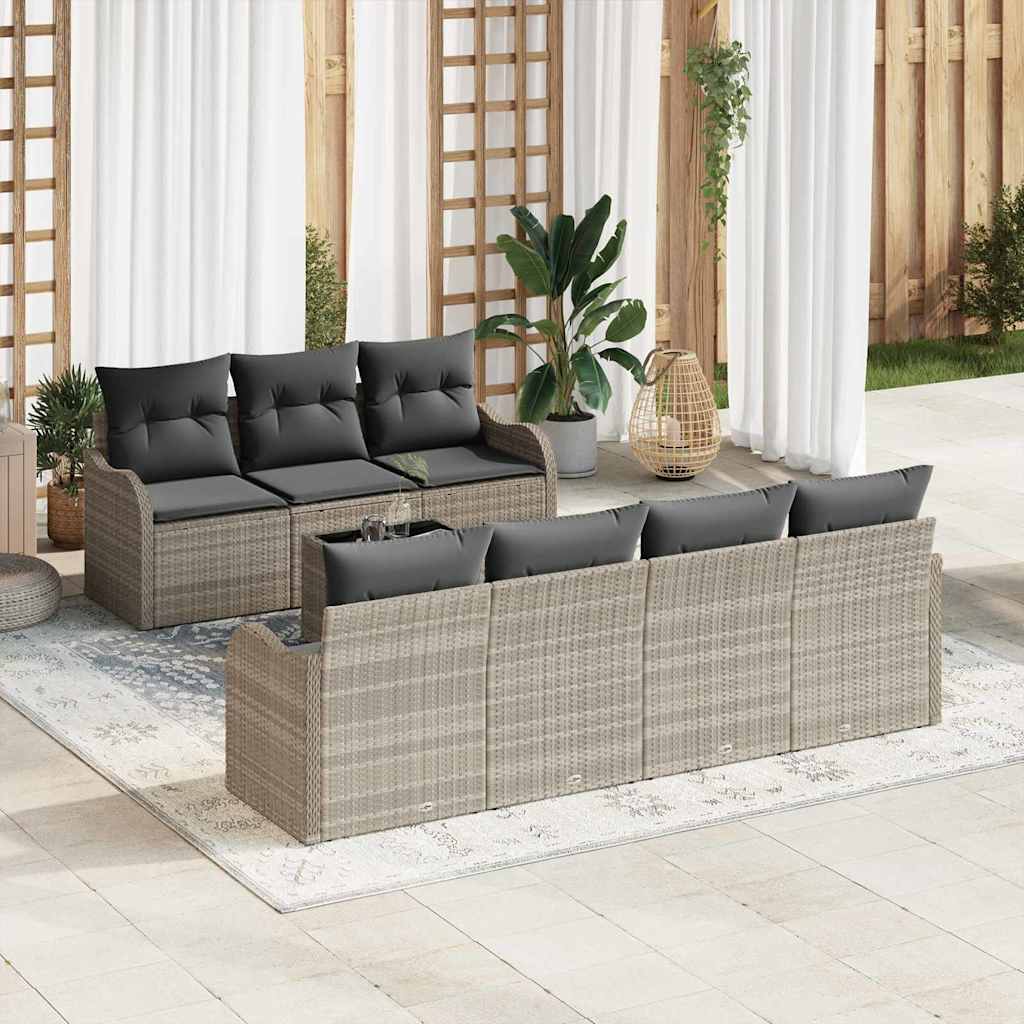 Zestaw Sof na Ogród Jasnoszary 55 x 55 x 37 cm polirattan vidaXL
