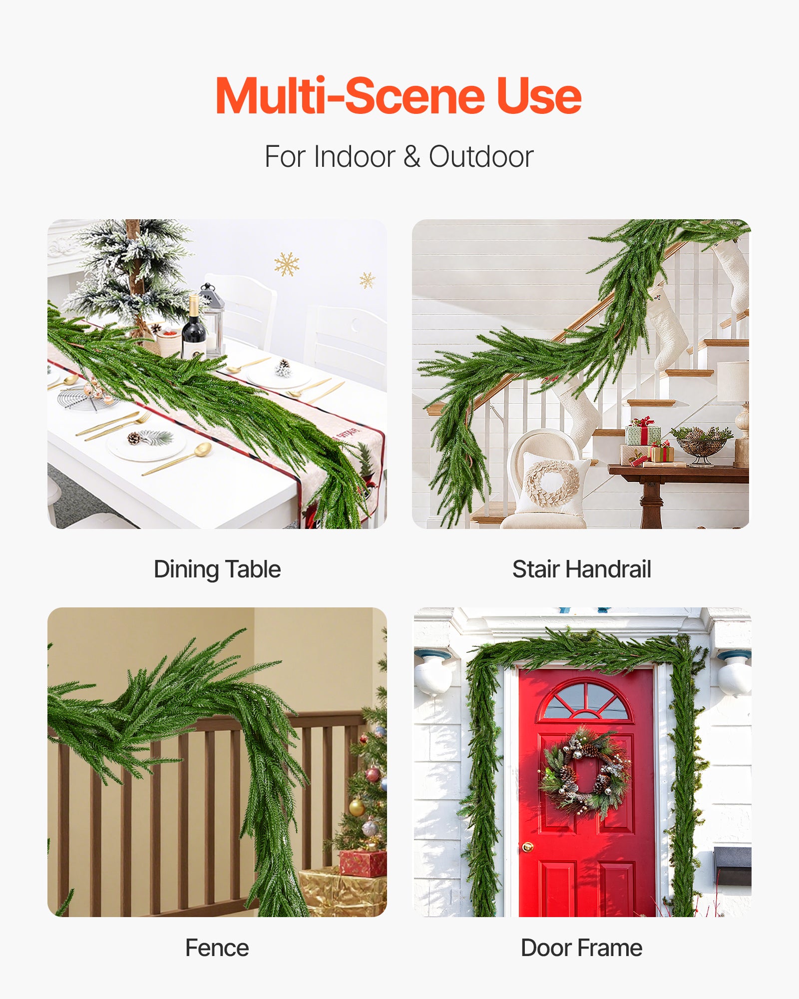 Grinalda de Natal,VEVOR 1,5 m,grinalda artificial de pinheiro da Ilha de Norfolk,para interior,exterior,mesa,lareira,pendurados - 6