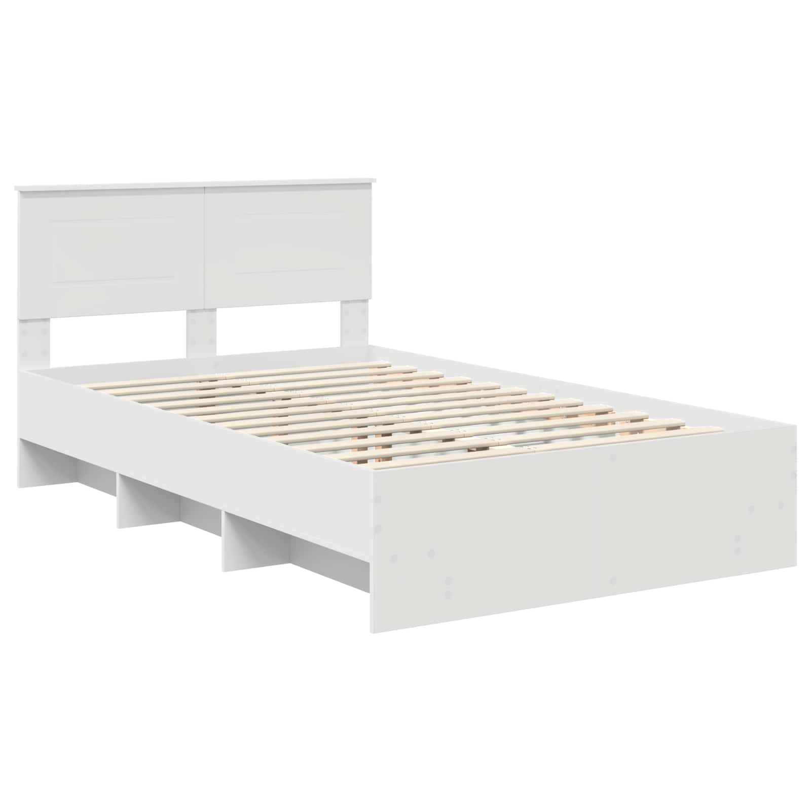 Cadre de lit blanc 120 x 123 cm en panneau de bois - 4