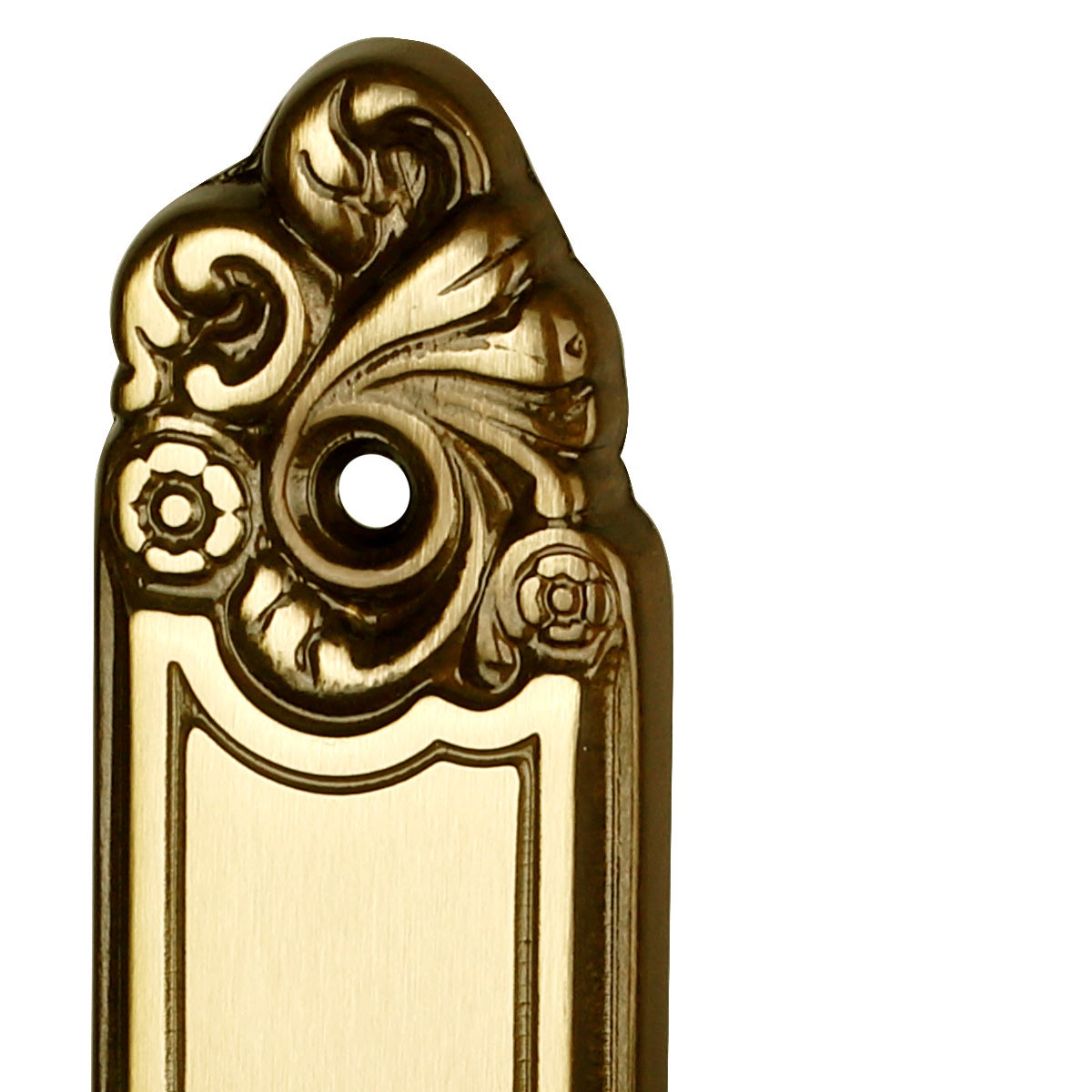 2 poignées de porte LOUIS XV trou de Cylindre, Zamak doré patiné entraxe 195 mm, entrée bureau garage - 6