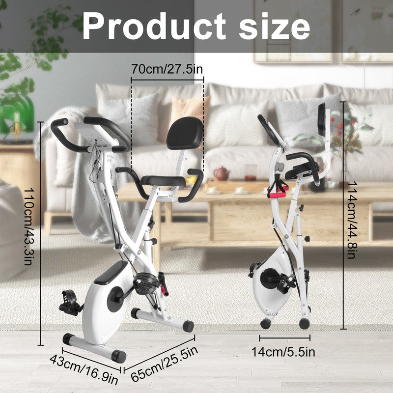 Bicicleta ergométrica dobrável Hamlody 3em1,resistência magnética ajustável de 8 níveis,selim extra largo,monitor de frequência cardíaca,tela LCD - 2