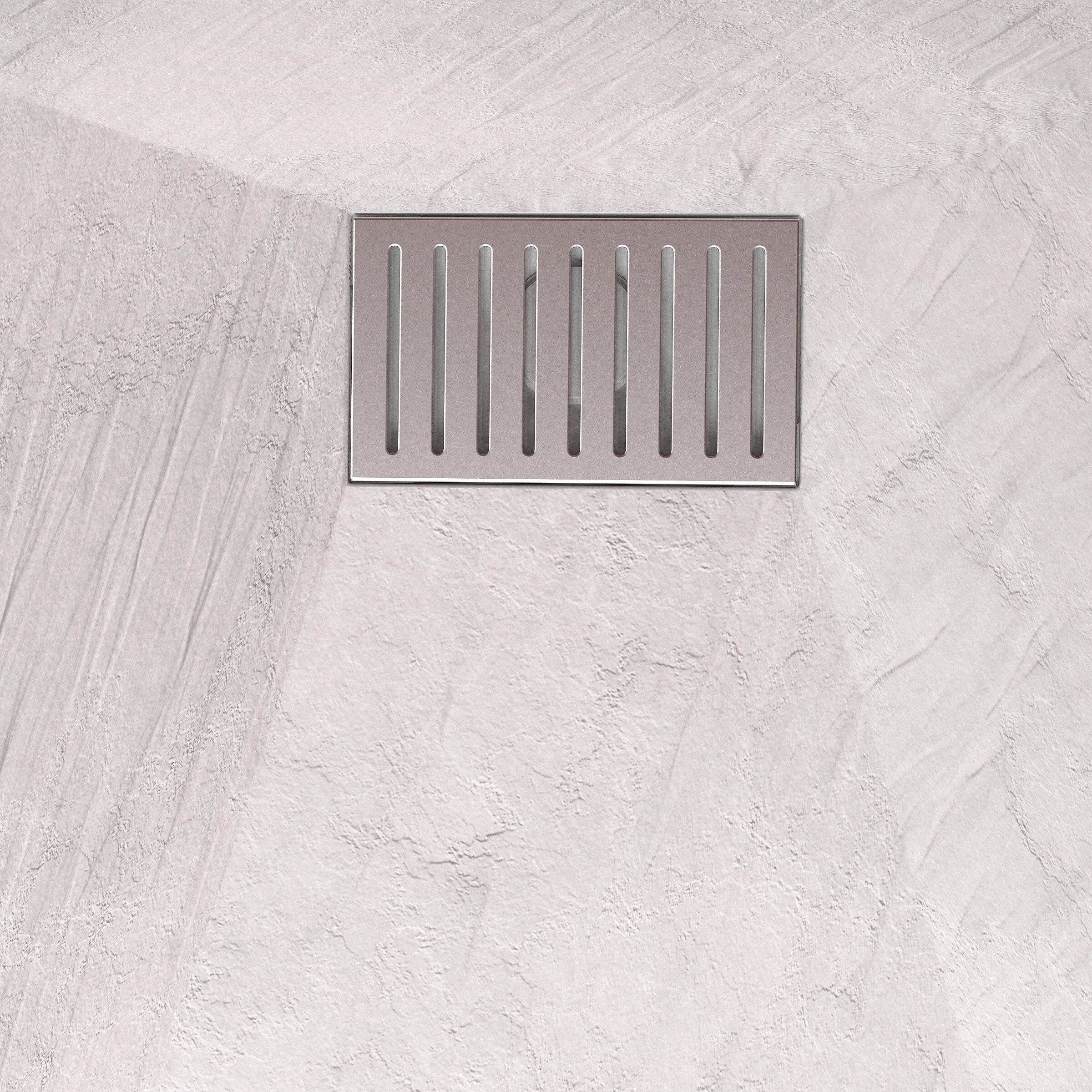 Receveur de douche Blanc Effet Pierre 90x140 cm et Grille décor Linéaire en Inox - 6