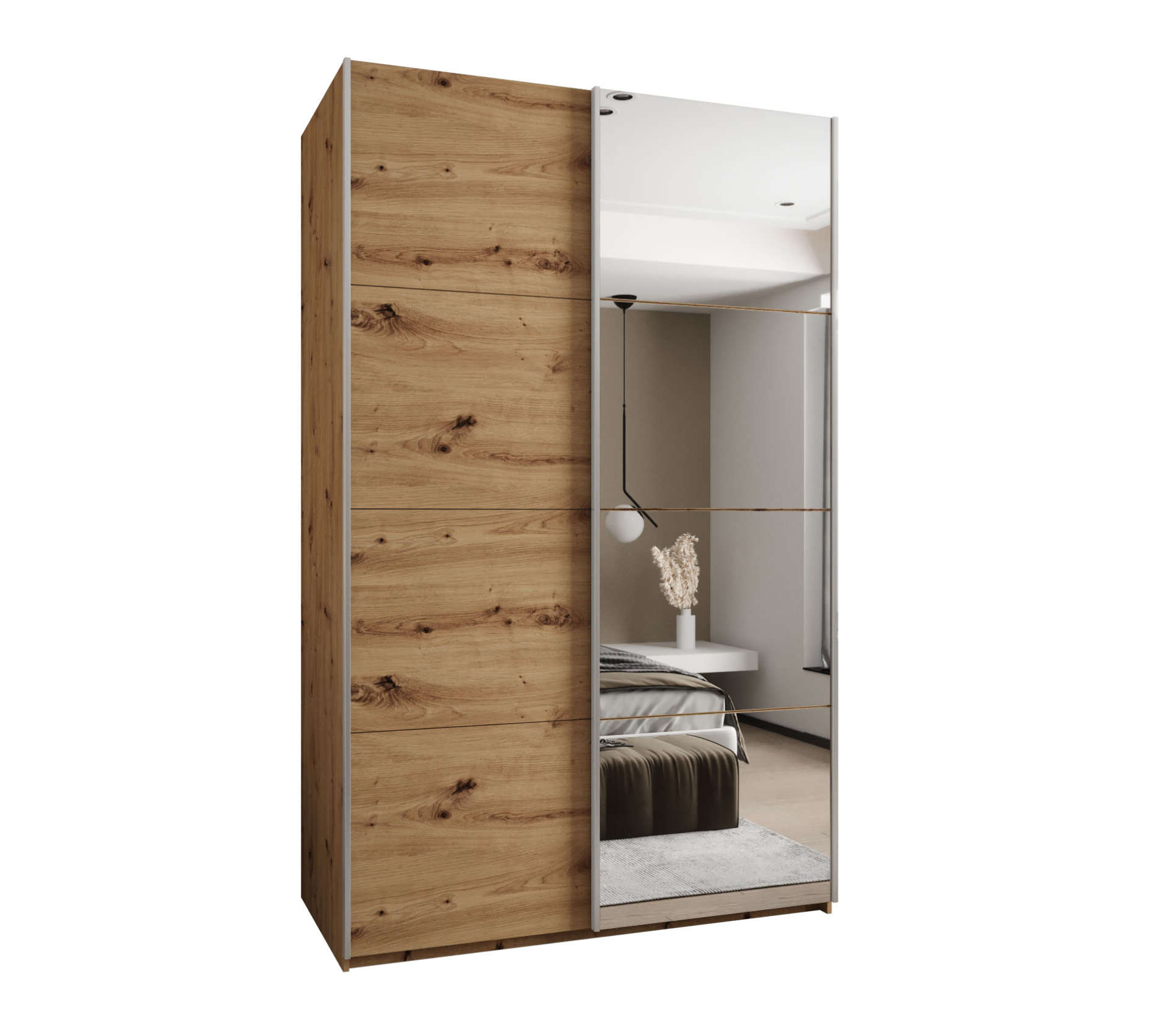 Szafa przesuwna wysoka Lux 3 150 x 64 x 245,5 cm artisan + artisan + u. srebrny - Abiks Meble