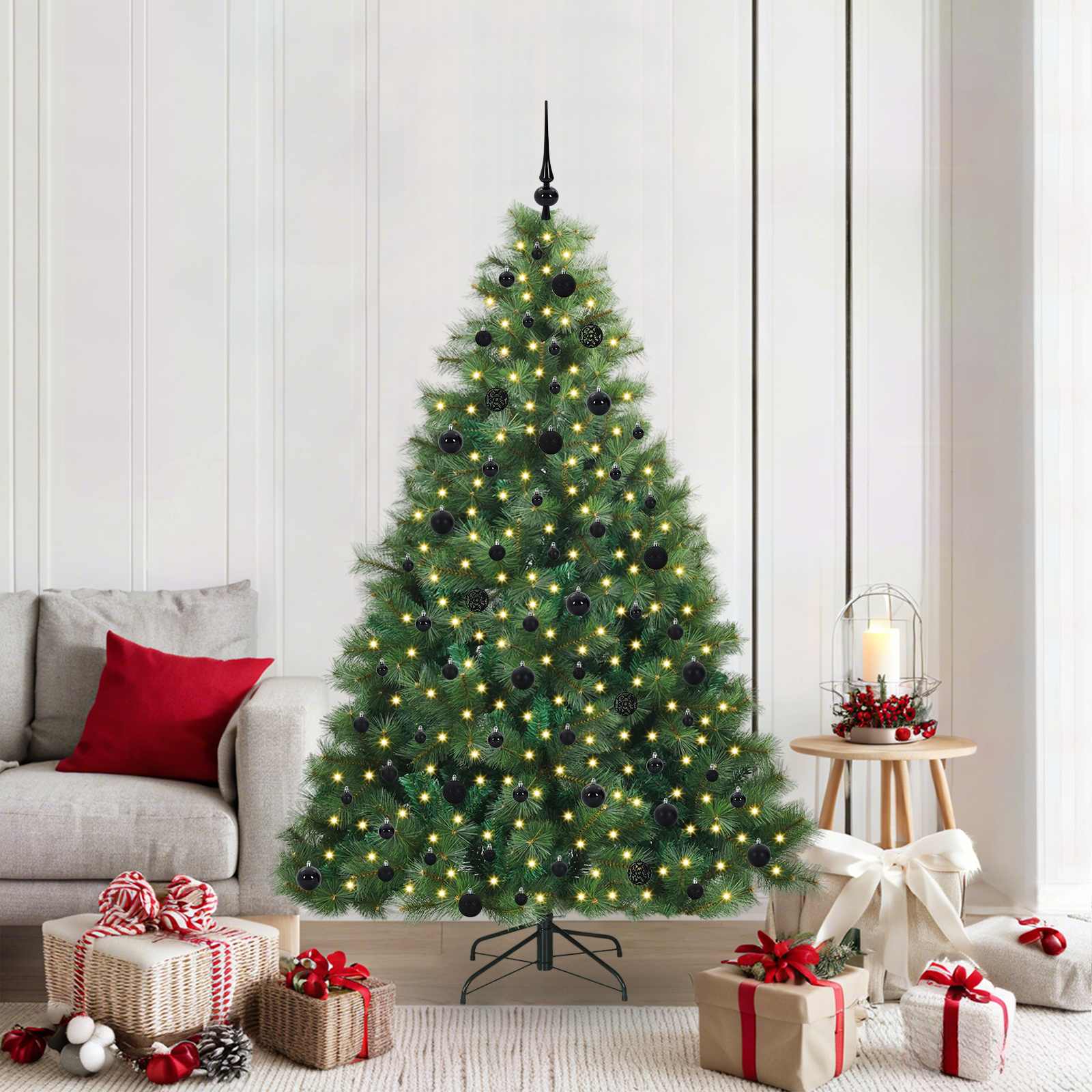 Sztuczna choinka z 300 diodami LED Zielony 210 cm PE i PVC
