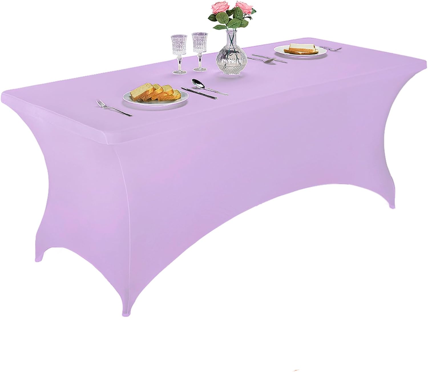 ENEN Nappe Rectangulaire En Élasthanne Extensible De Couleur Unie 1,2 M