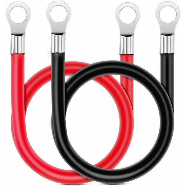 16mm² 50cm Onduleur Batterie Câble(Max 100A),Bornes à Anneau Rouge et Noir Cuivre Etamé pour Moto,Automobile,Bateaux Marins